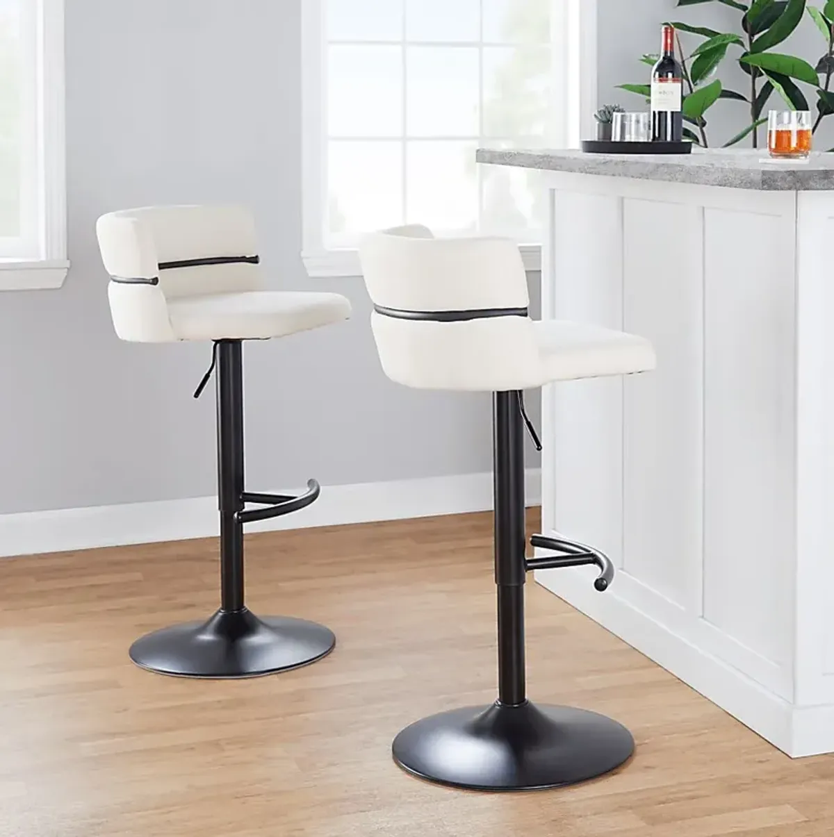 Percivale V Cream Adjustable Barstool, Set of 2