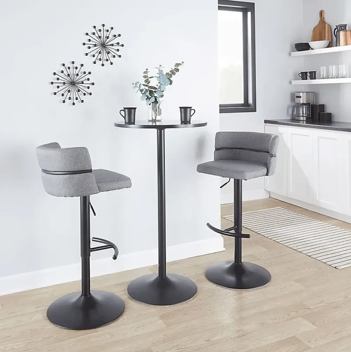 Percivale V Gray Adjustable Barstool, Set of 2