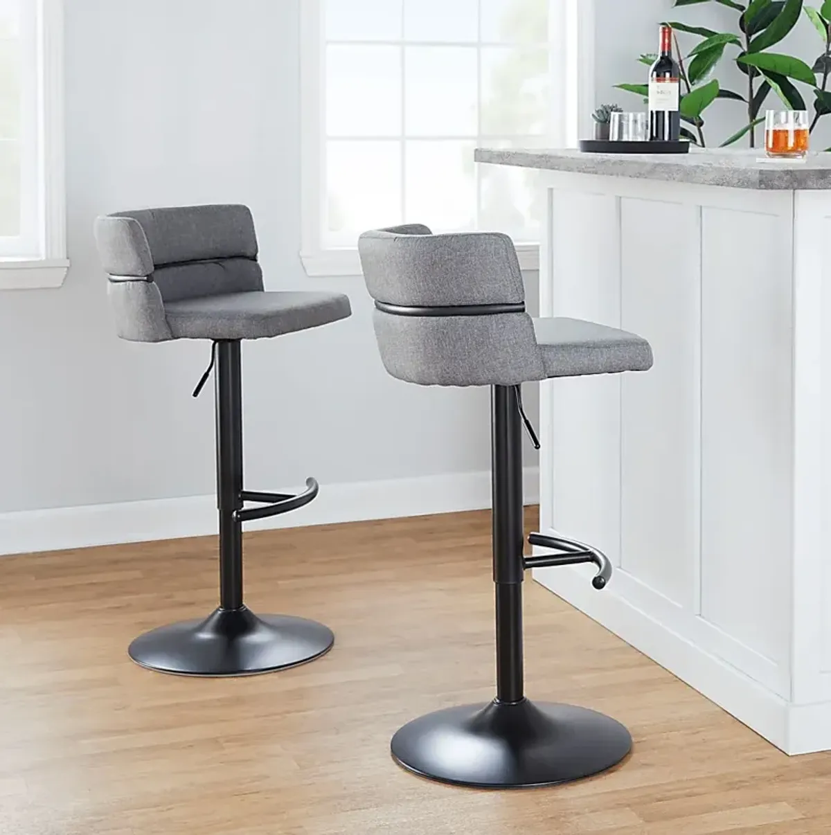 Percivale V Gray Adjustable Barstool, Set of 2