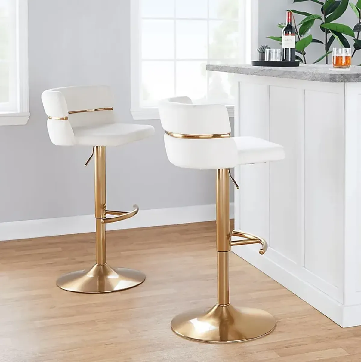 Percivale VI Cream Adjustable Barstool, Set of 2