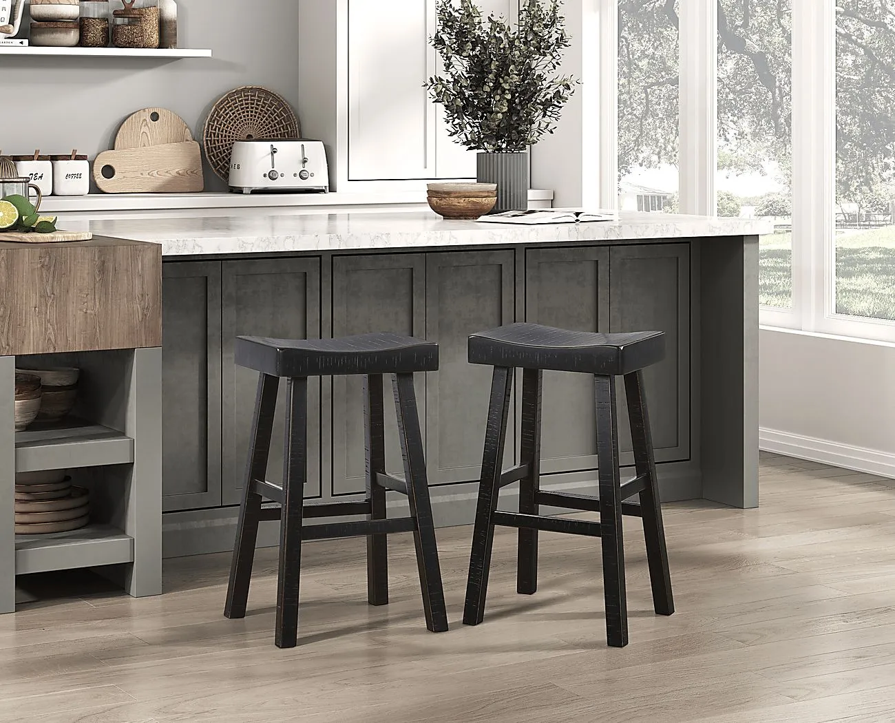 Mcewen Black Bar Stool, Set of 2