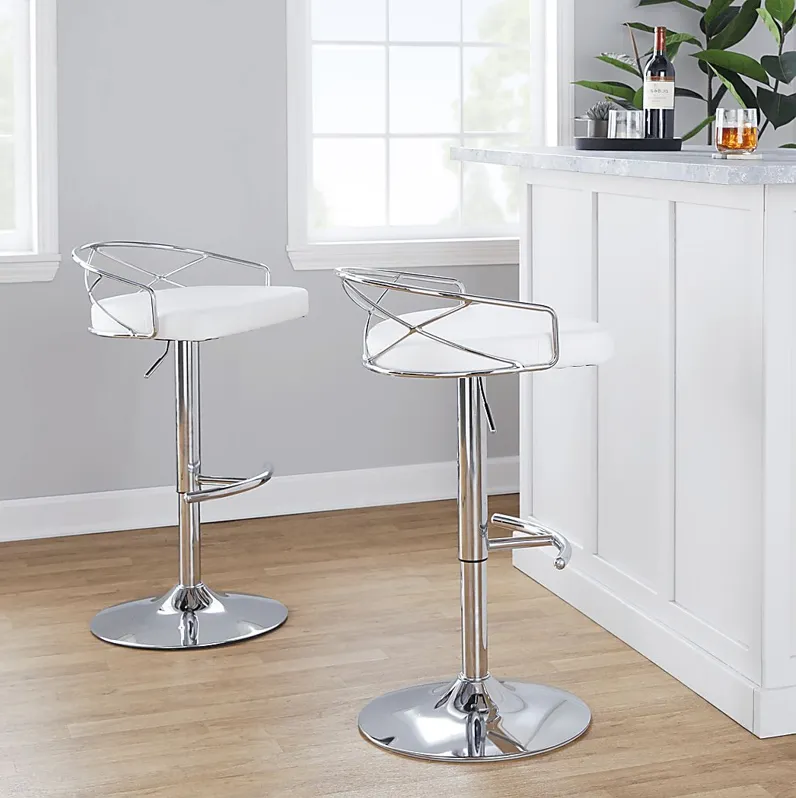 Ravensburg IV White Adjustable Barstool, Set of 2