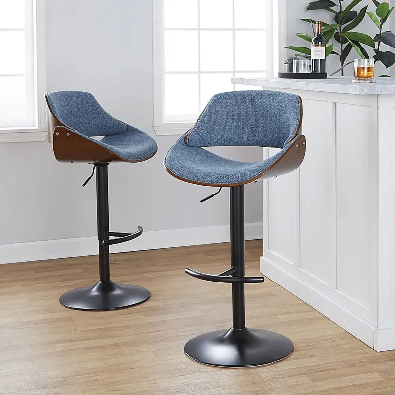 Torlina III Blue Adjustable Barstool, Set of 2