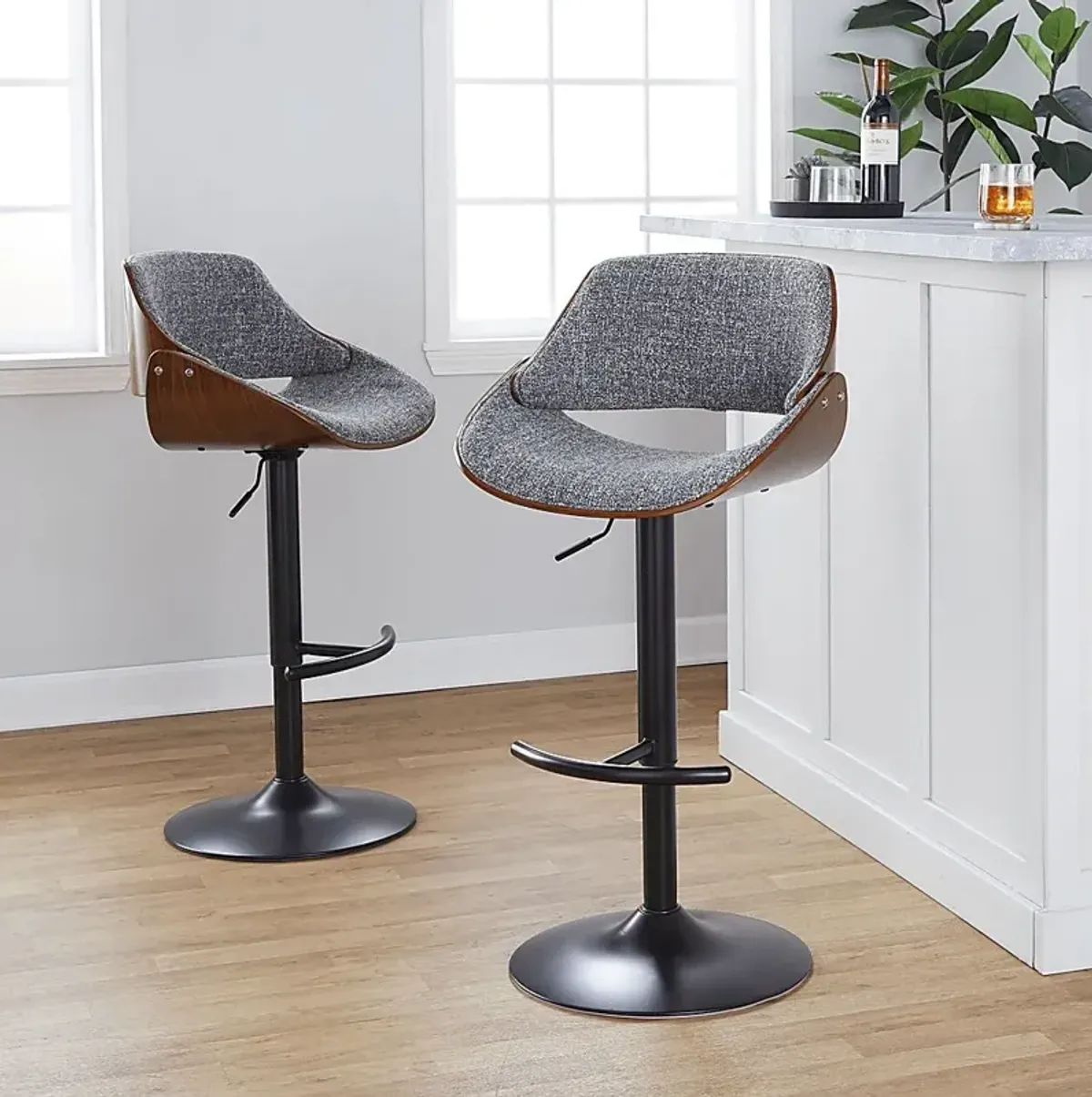 Torlina III Gray Adjustable Barstool, Set of 2