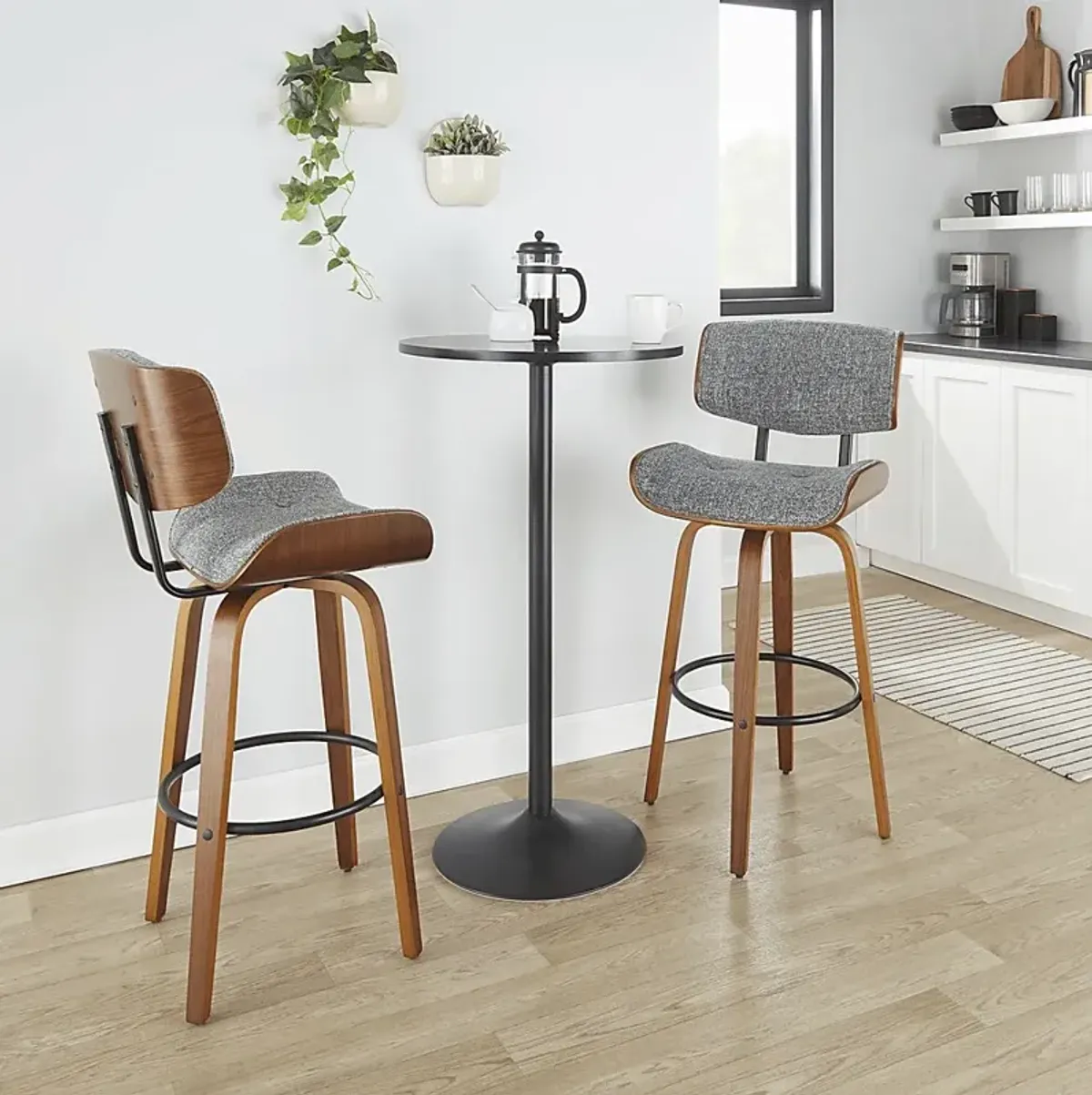 Tesshire II Gray Swivel Barstool, Set of 2