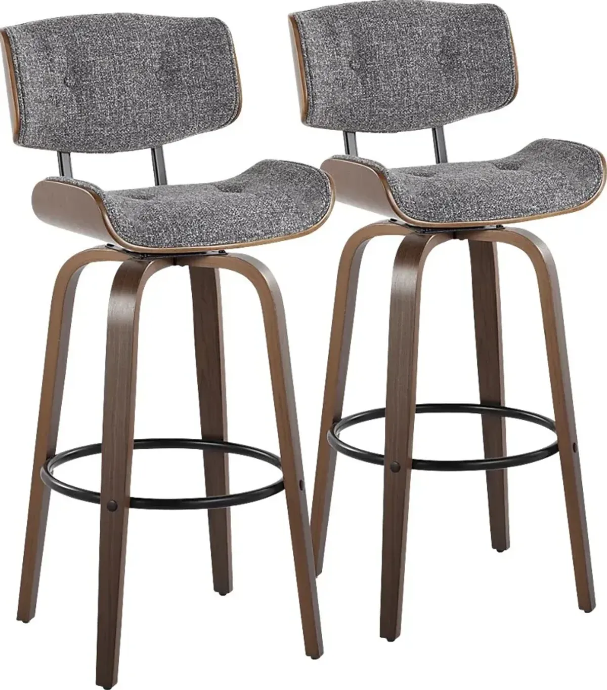 Tesshire II Gray Swivel Barstool, Set of 2