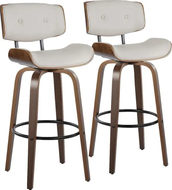 Tesshire II Cream Swivel Barstool, Set of 2