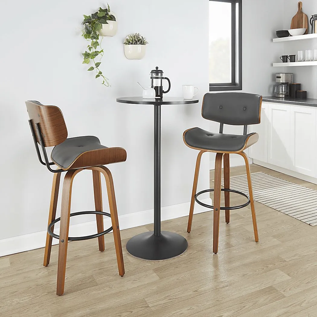 Tesshire II Charcoal Swivel Barstool, Set of 2