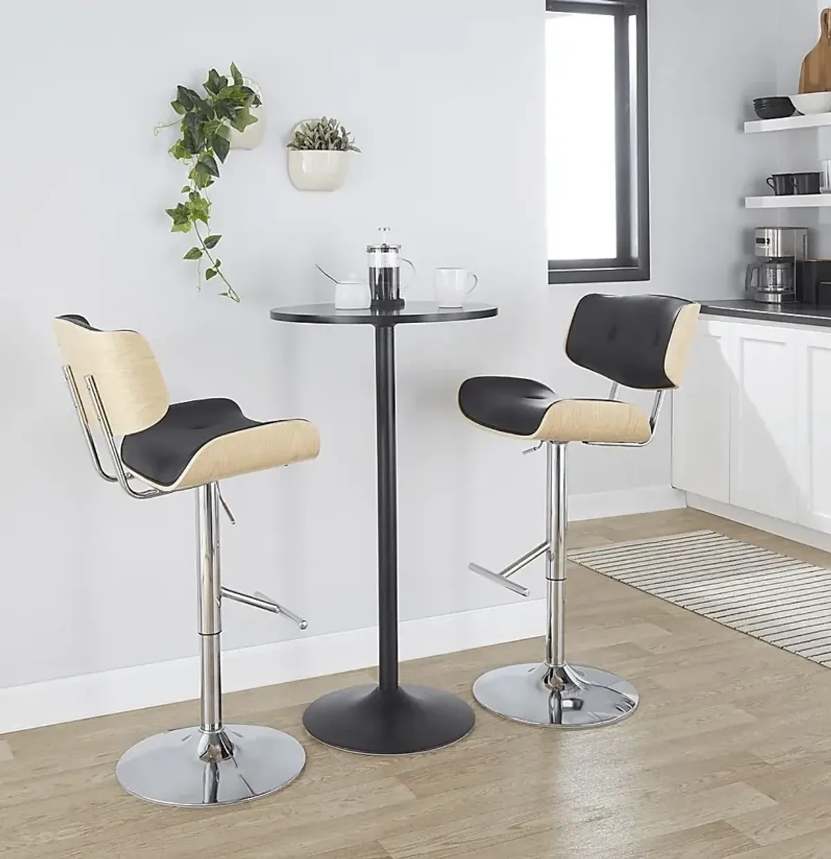 Tesshire III Black Adjustable Barstool, Set of 2