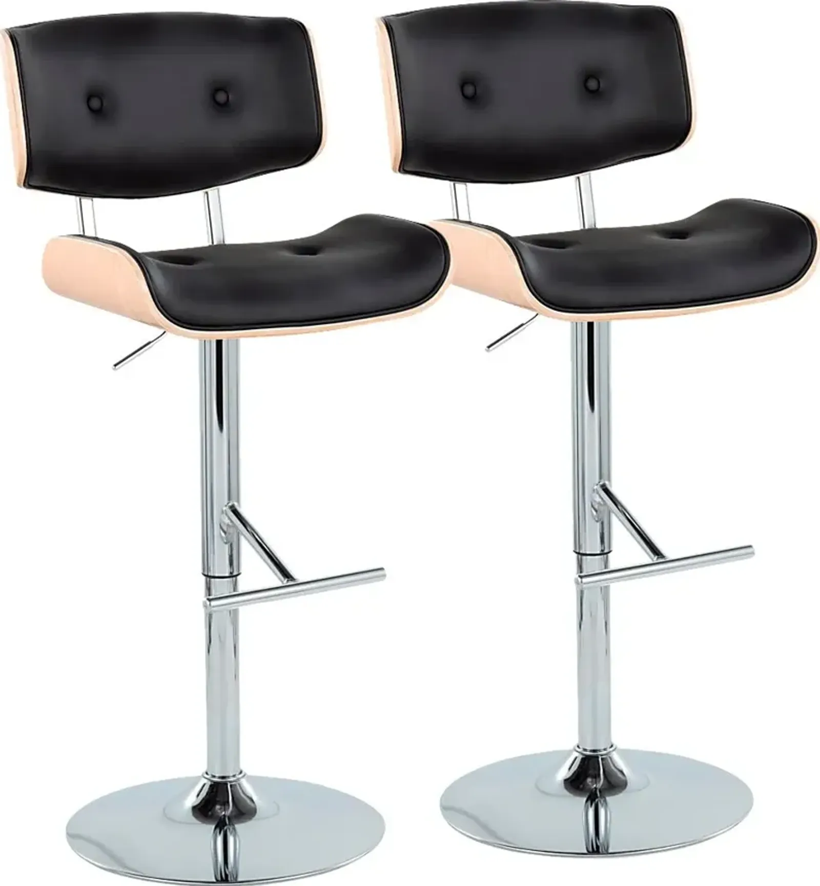 Tesshire III Black Adjustable Barstool, Set of 2