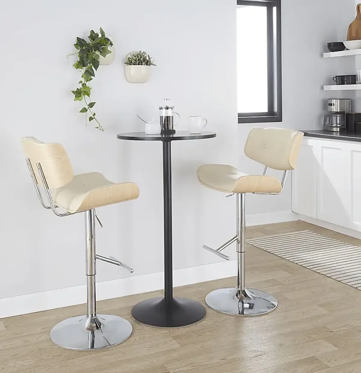 Tesshire III Cream Adjustable Barstool, Set of 2