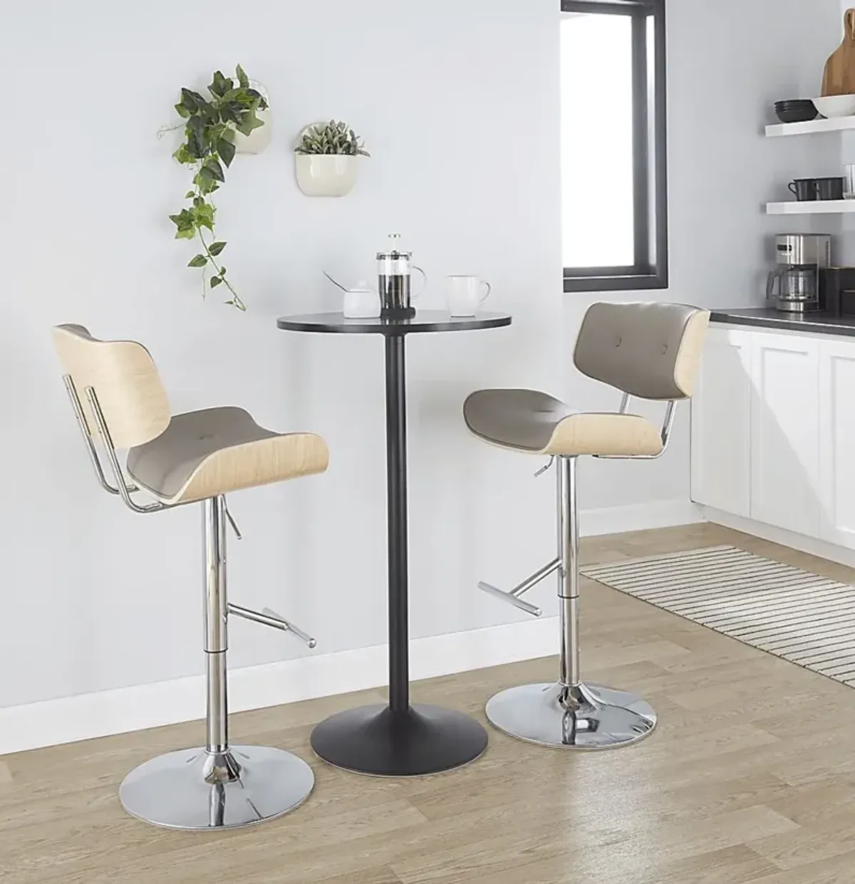 Tesshire III Light Gray Adjustable Barstool, Set of 2