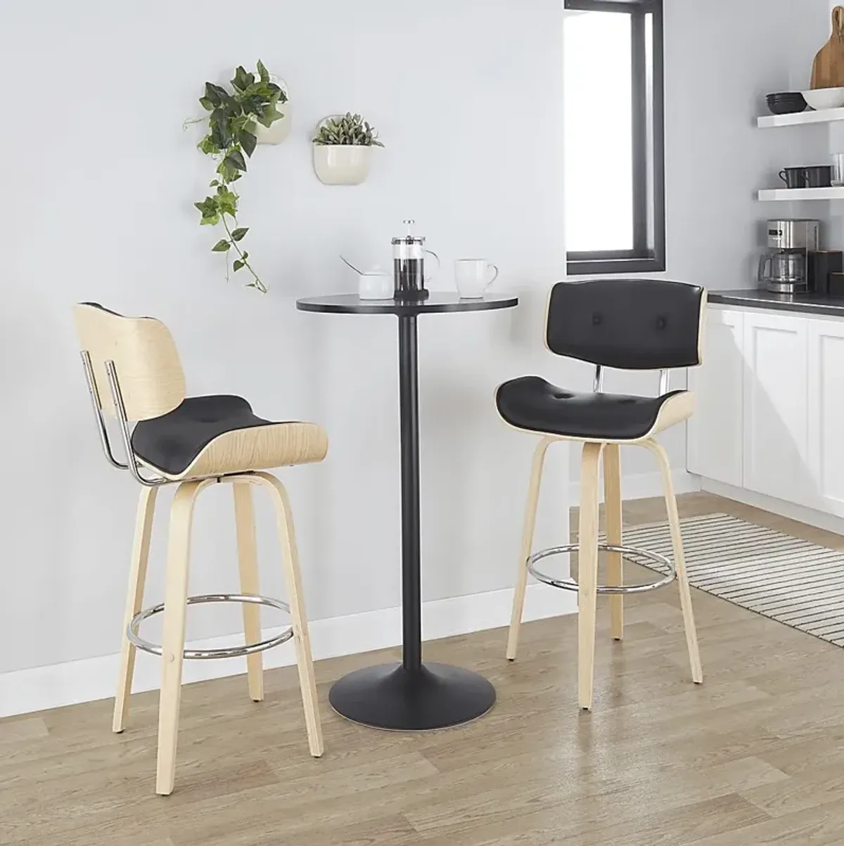 Tesshire IV Black Swivel Barstool, Set of 2