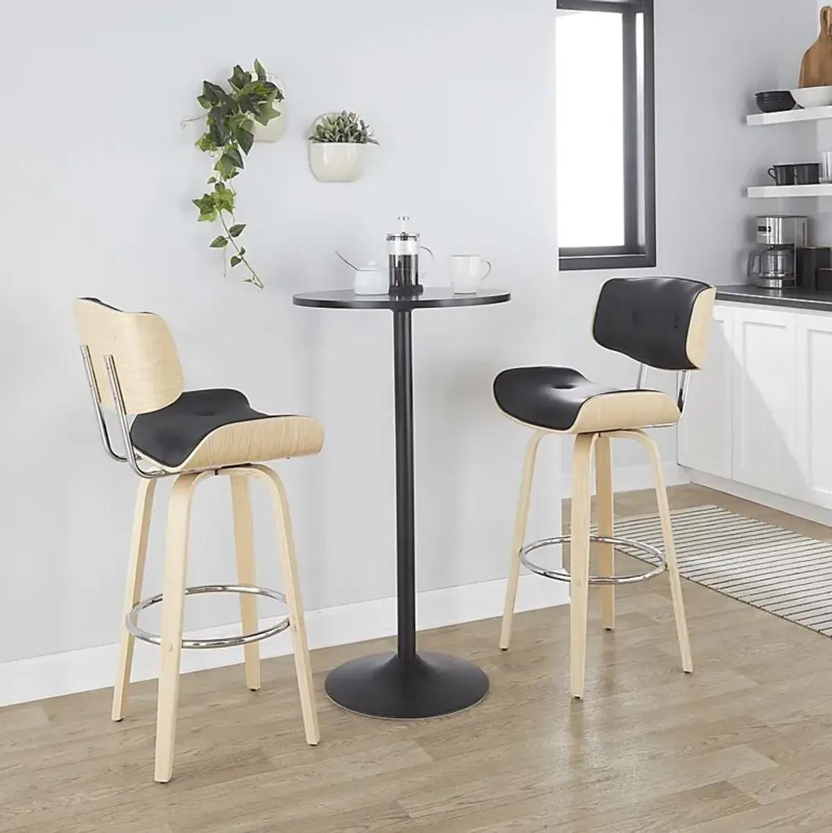 Tesshire IV Black Swivel Barstool, Set of 2