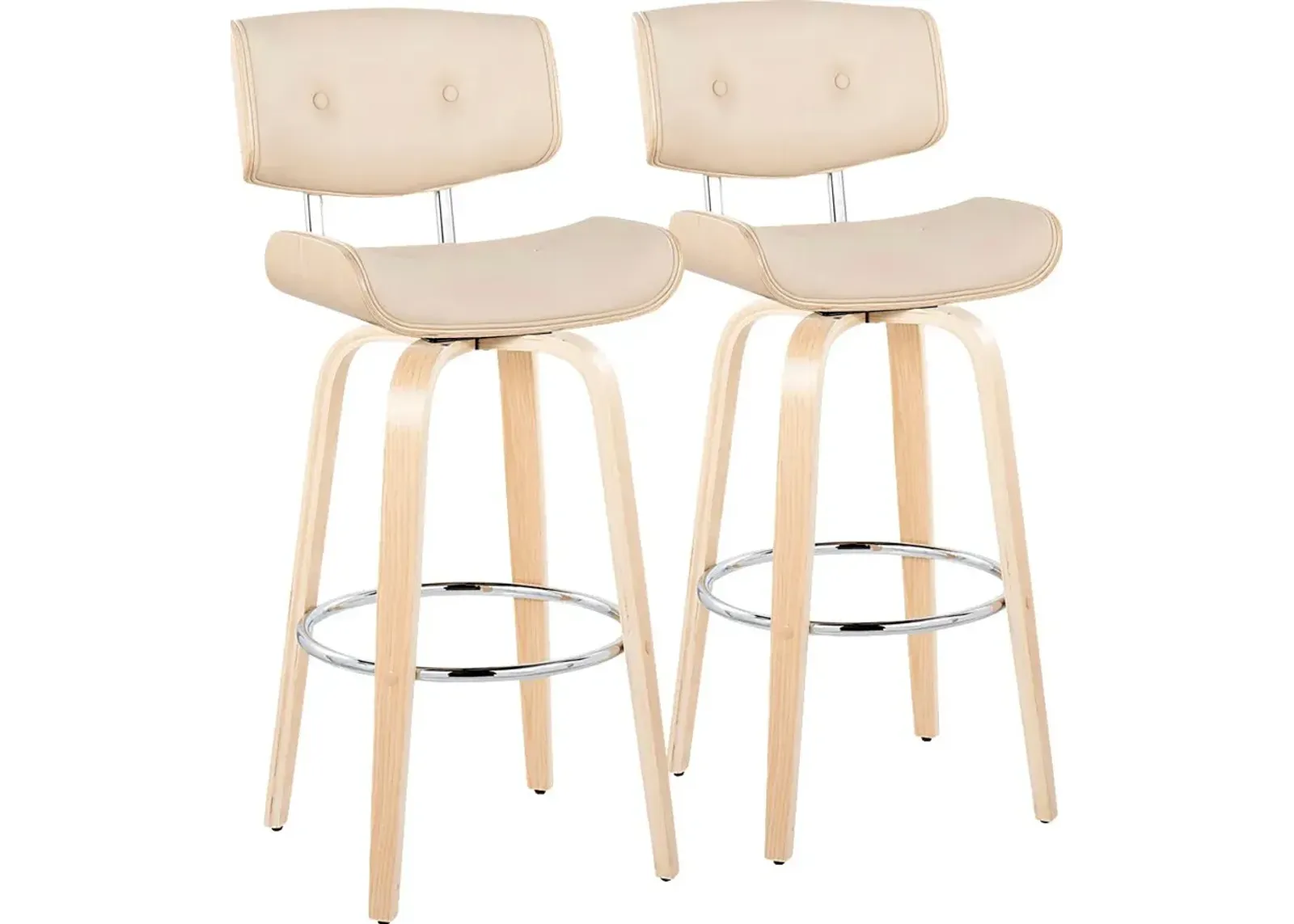 Tesshire IV Cream Swivel Barstool, Set of 2