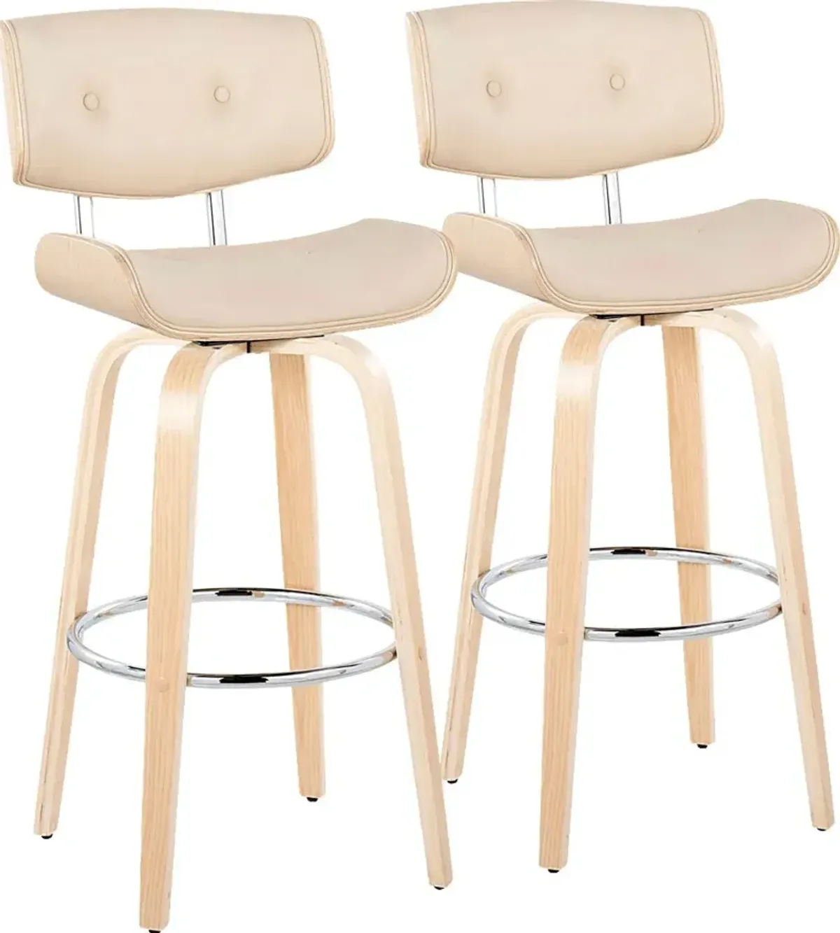 Tesshire IV Cream Swivel Barstool, Set of 2