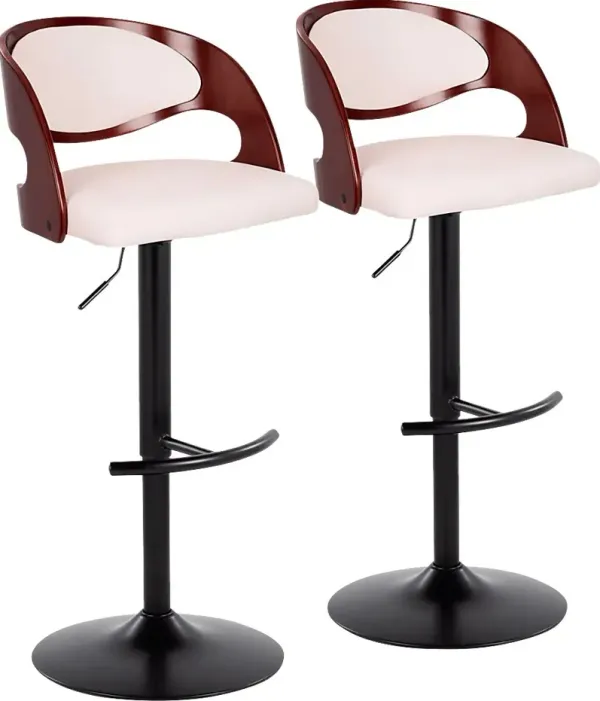 Tescord III White Adjustable Barstool, Set of 2