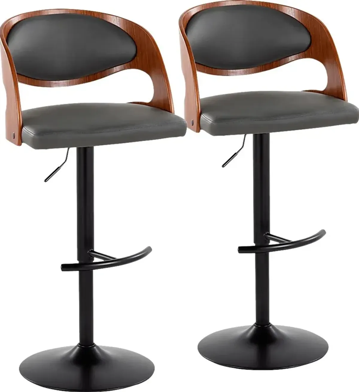 Tescord III Charcoal Adjustable Barstool, Set of 2