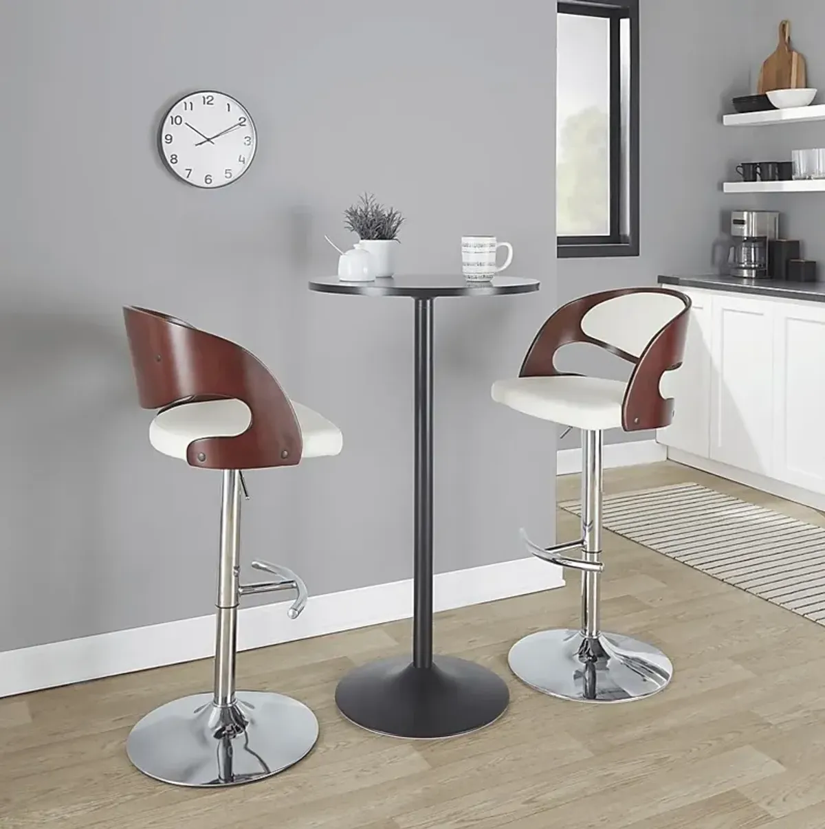 Tescord IV White Adjustable Barstool, Set of 2