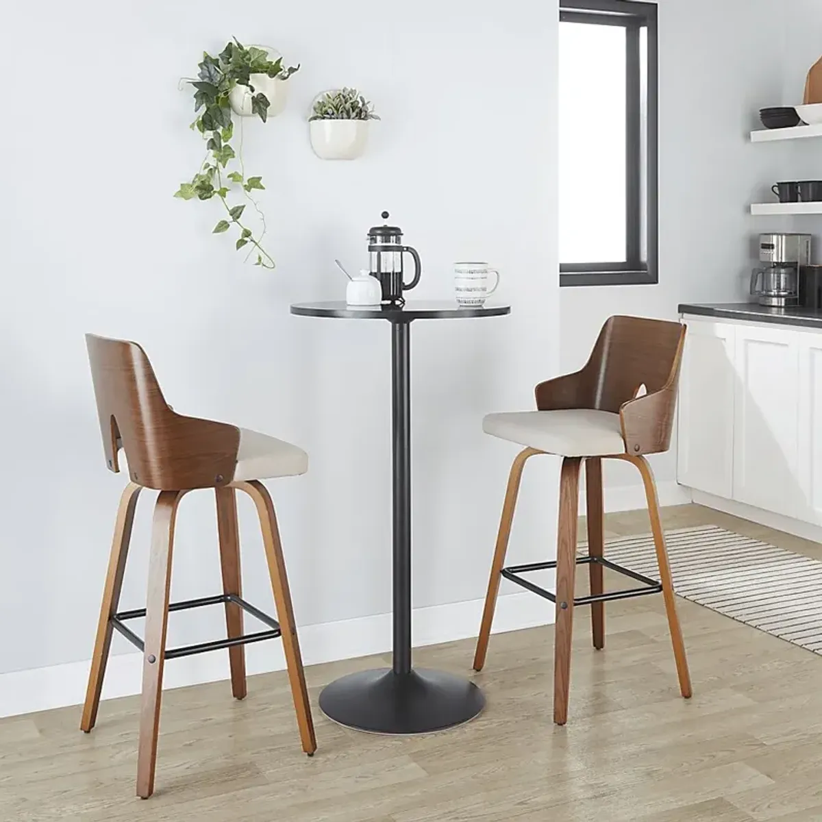 Zennia V Beige Barstool, Set of 2