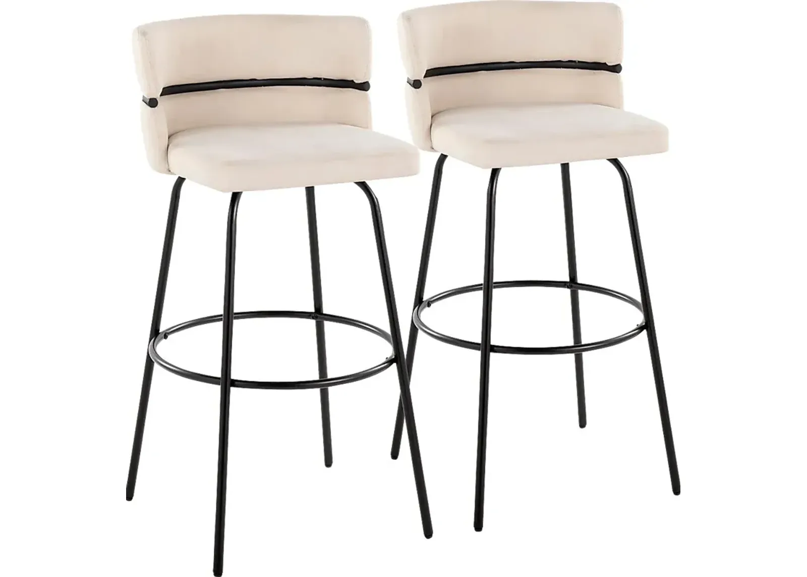 Percivale I Cream Swivel Barstool, Set of 2