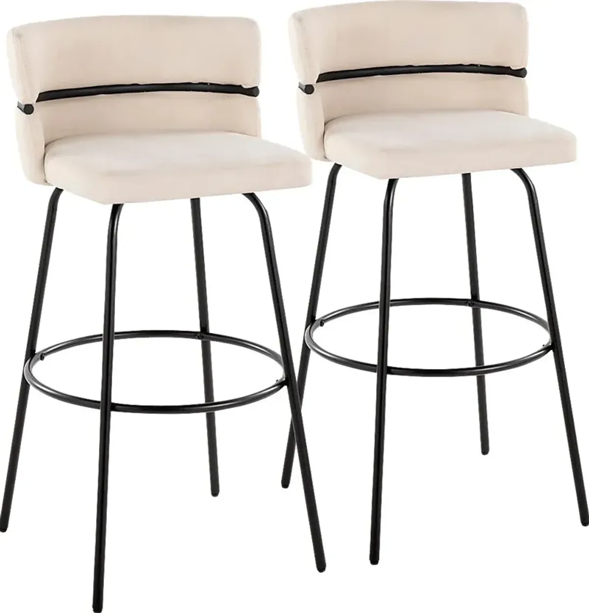 Percivale I Cream Swivel Barstool, Set of 2