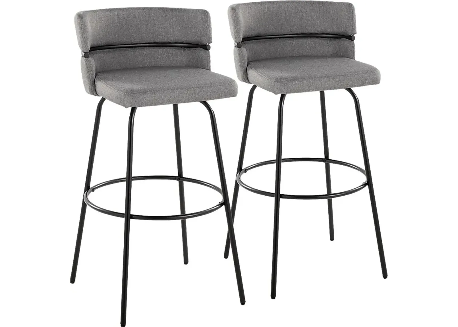 Percivale I Light Gray Swivel Barstool, Set of 2