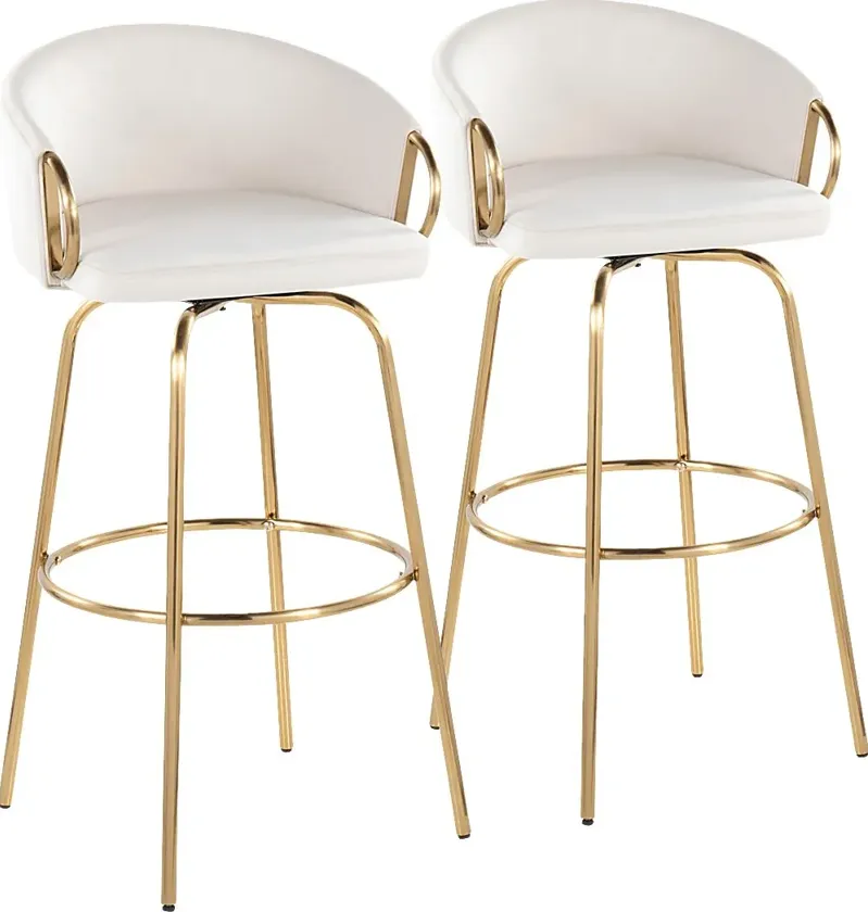 Amarante Cream Swivel Barstool, Set of 2