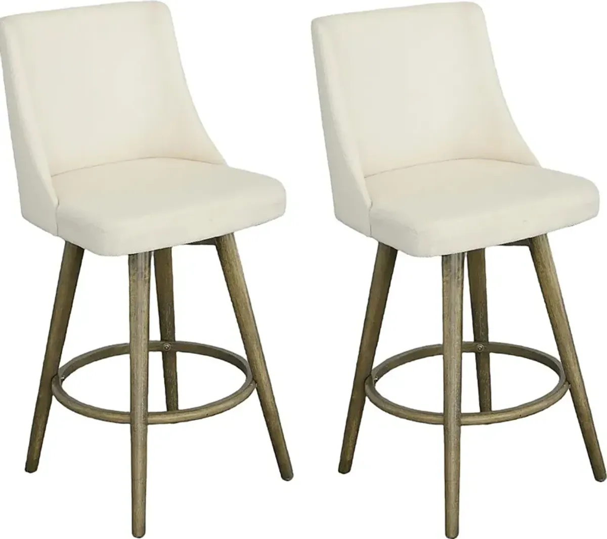 Jandell Beige Swivel Barstool, Set of 2