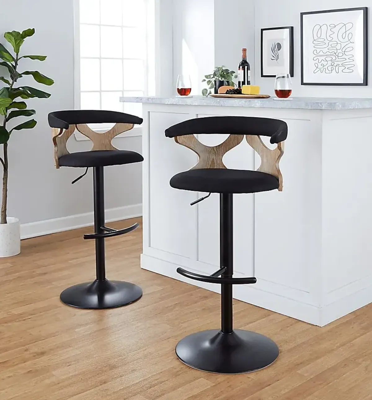 Wyndmoor VI Charcoal Adjustable Barstool, Set of 2