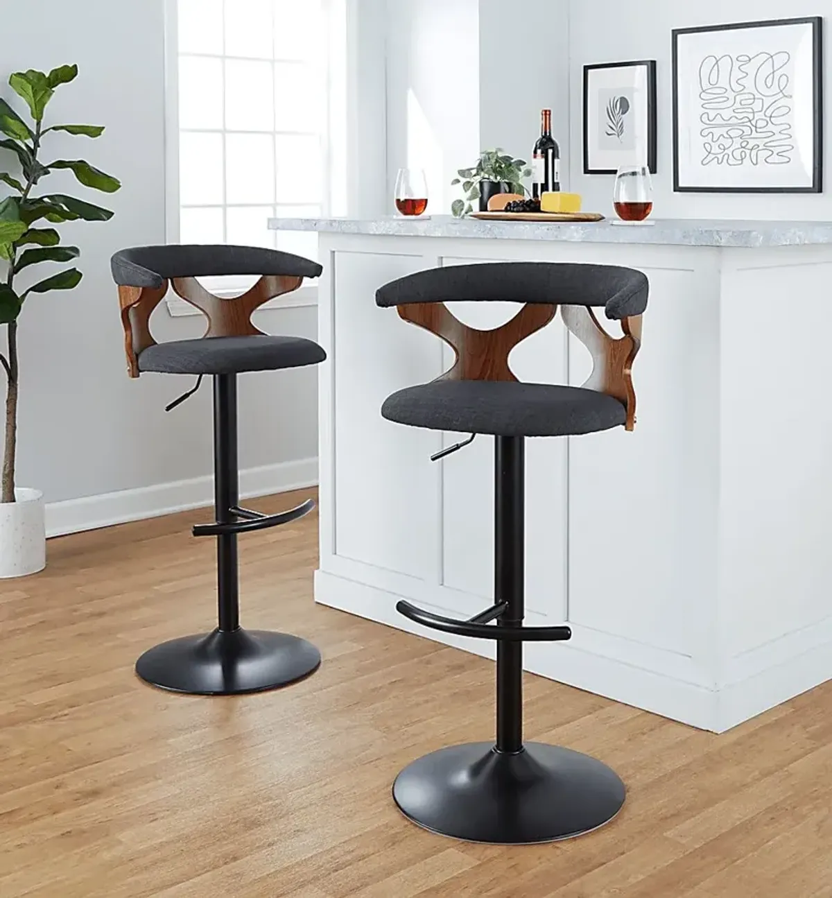 Wyndmoor VIII Charcoal Adjustable Barstool, Set of 2