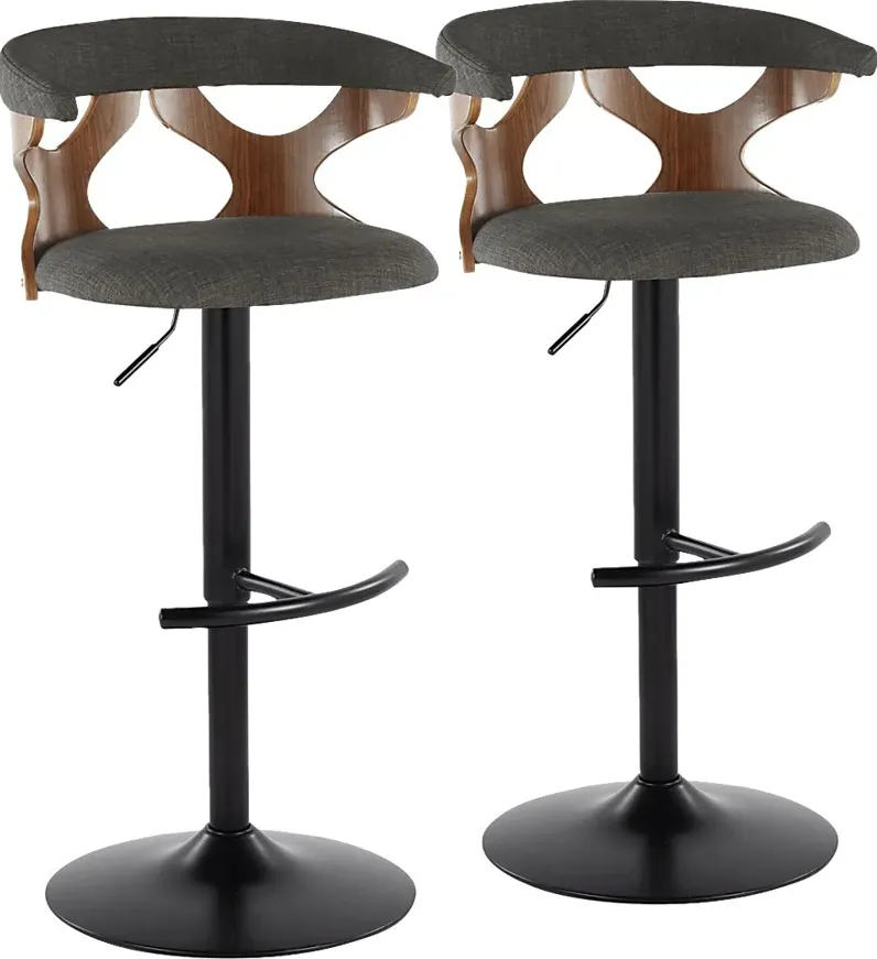 Wyndmoor VIII Charcoal Adjustable Barstool, Set of 2