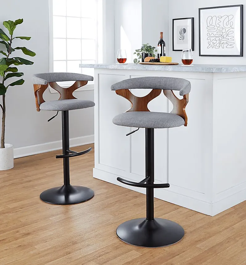 Wyndmoor VIII Gray Adjustable Barstool, Set of 2