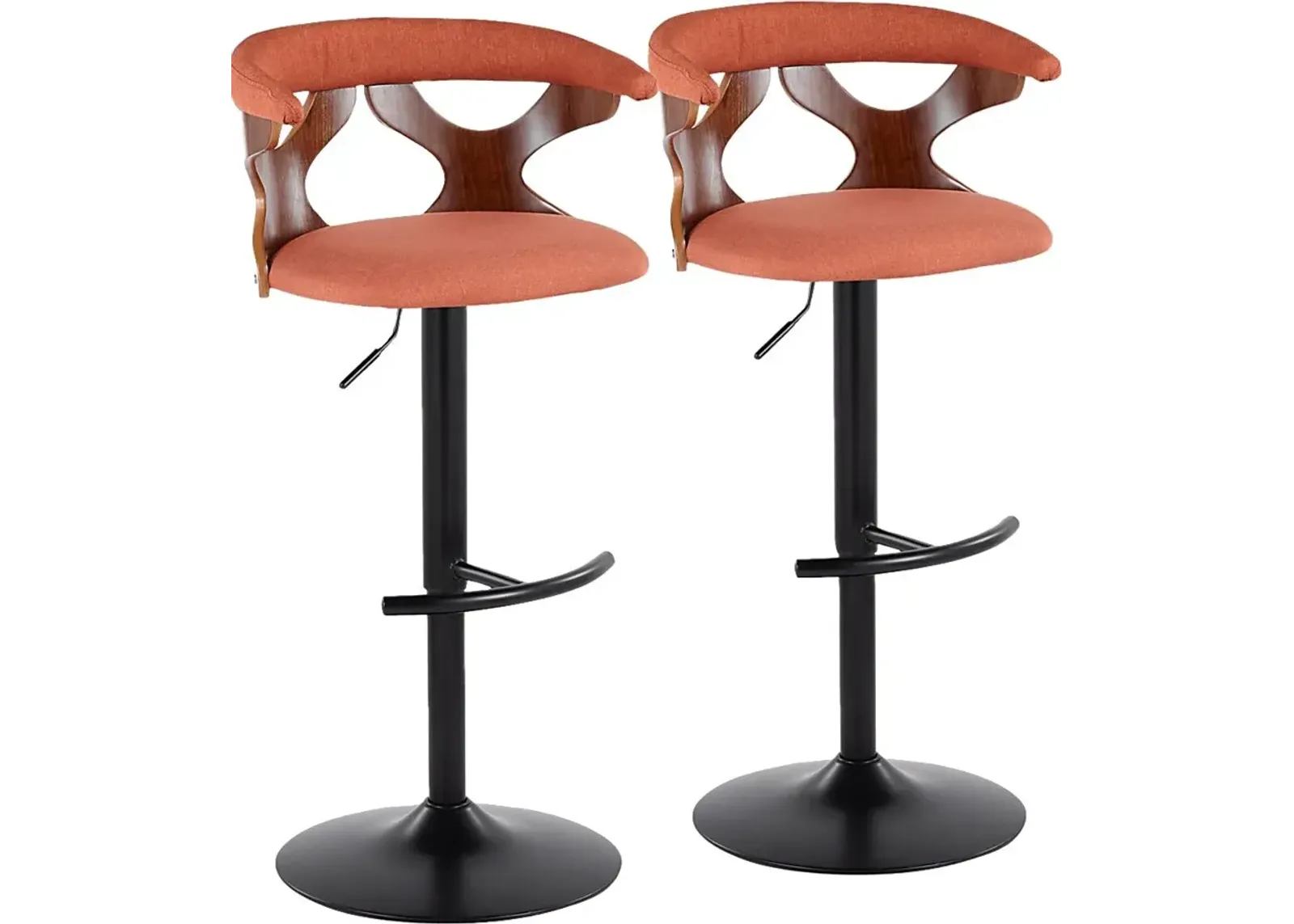 Wyndmoor VIII Orange Adjustable Barstool, Set of 2