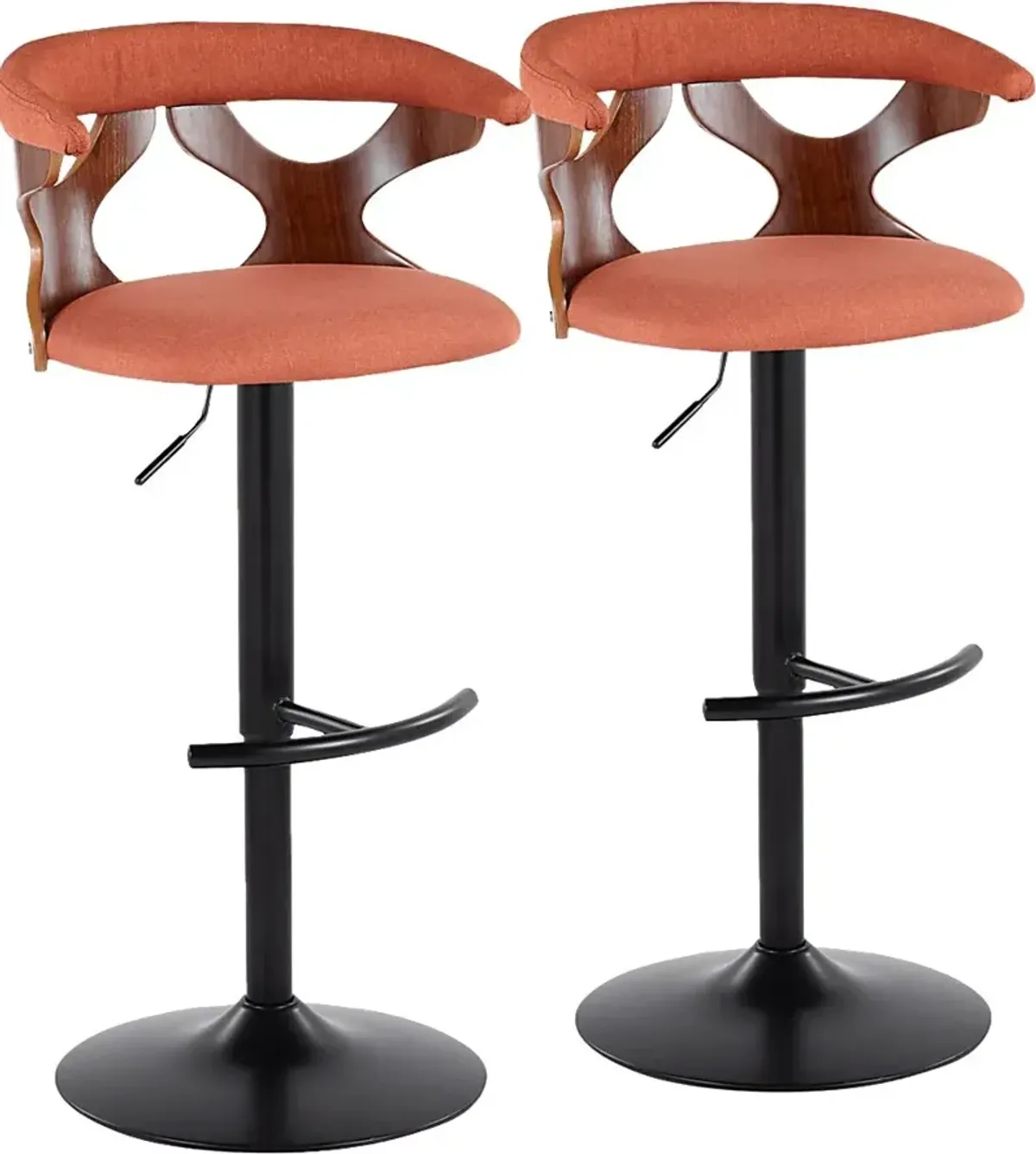 Wyndmoor VIII Orange Adjustable Barstool, Set of 2