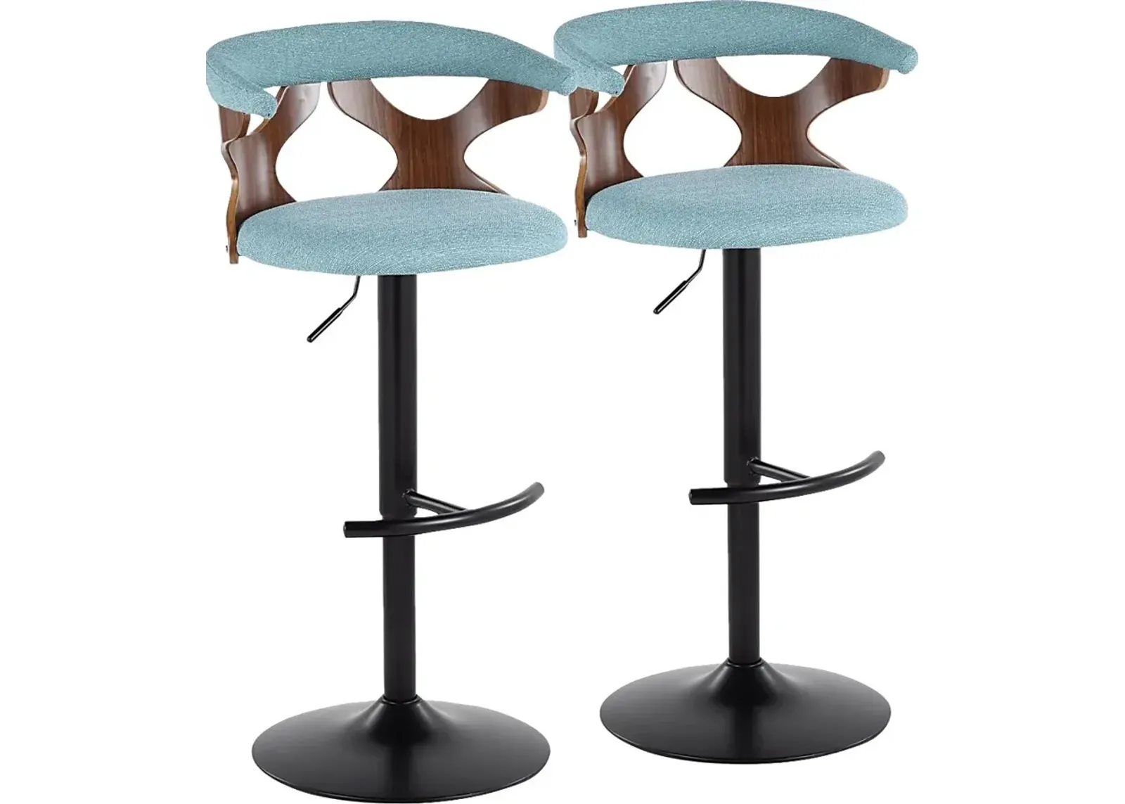 Wyndmoor VIII Teal Adjustable Barstool, Set of 2