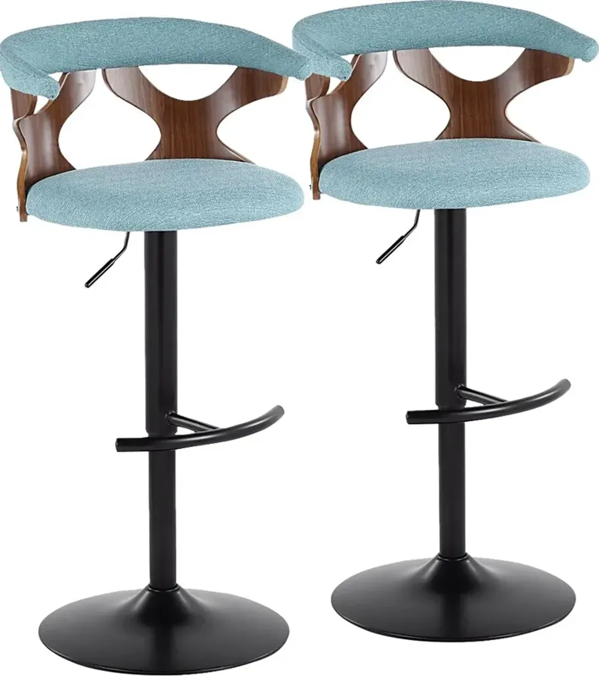 Wyndmoor VIII Teal Adjustable Barstool, Set of 2