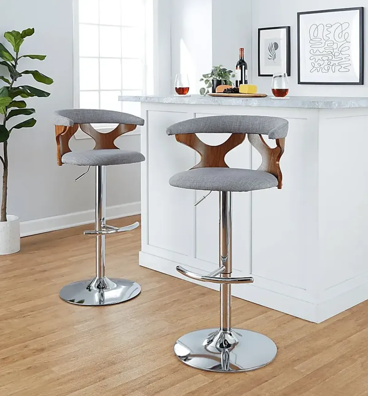 Wyndmoor IX Gray Adjustable Barstool, Set of 2