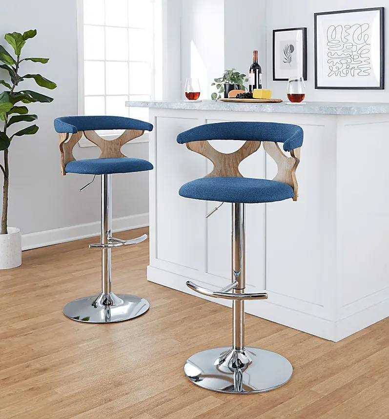 Wyndmoor IX Blue Adjustable Barstool, Set of 2