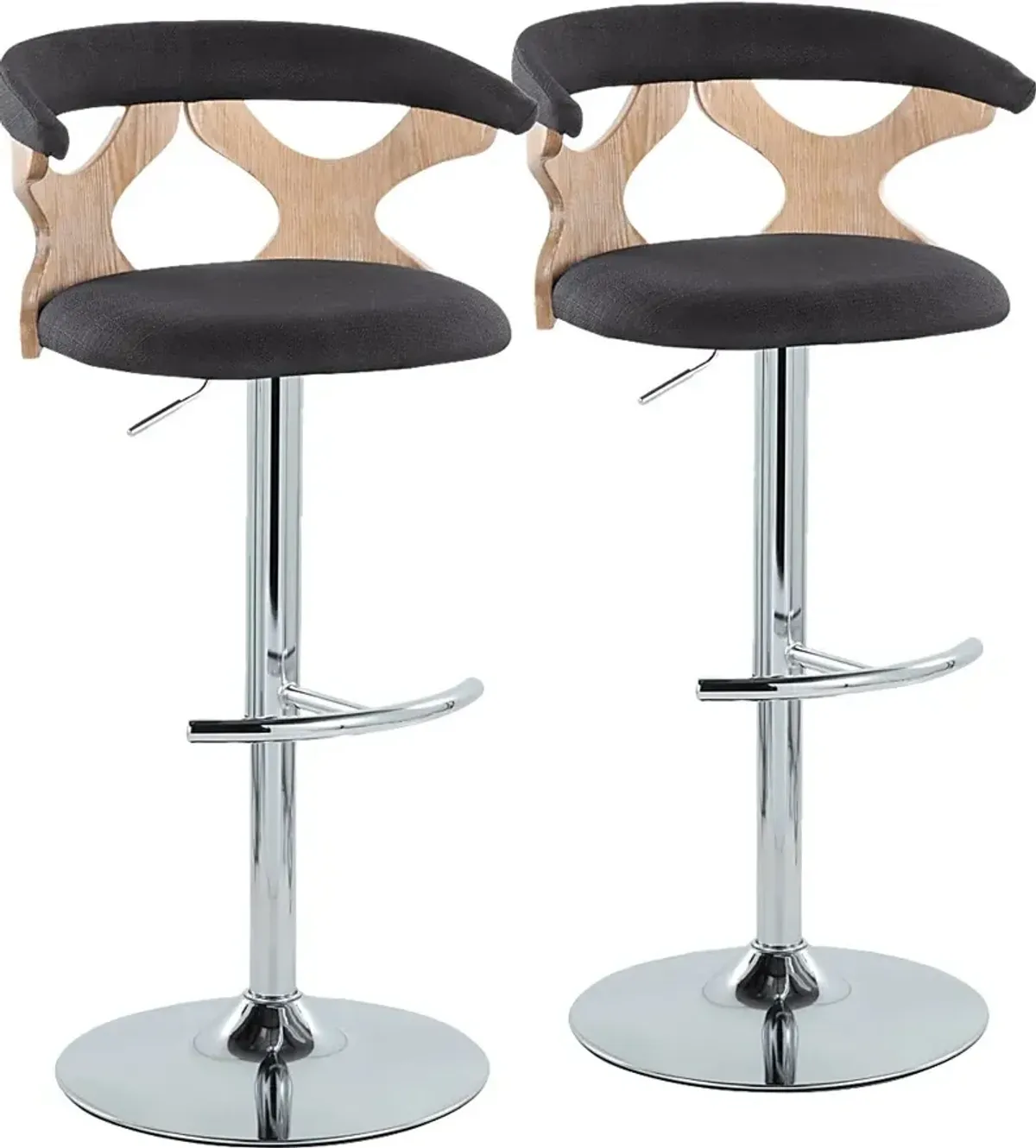 Wyndmoor IX Light Charcoal Adjustable Barstool, Set of 2