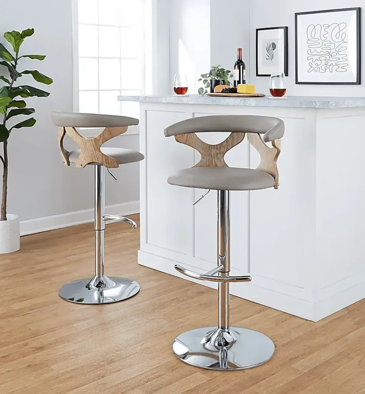 Wyndmoor IX Light Gray Adjustable Barstool, Set of 2