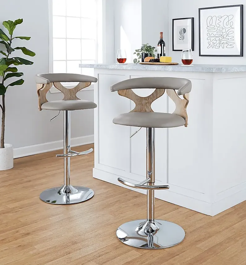 Wyndmoor IX Light Gray Adjustable Barstool, Set of 2