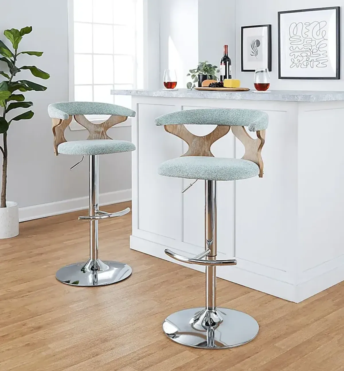 Wyndmoor IX Seafoam Adjustable Barstool, Set of 2