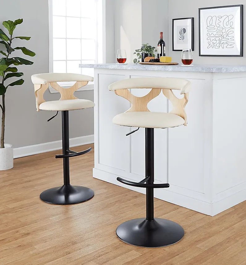 Wyndmoor X Cream Adjustable Barstool, Set of 2