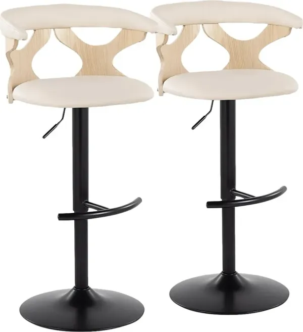 Wyndmoor X Cream Adjustable Barstool, Set of 2