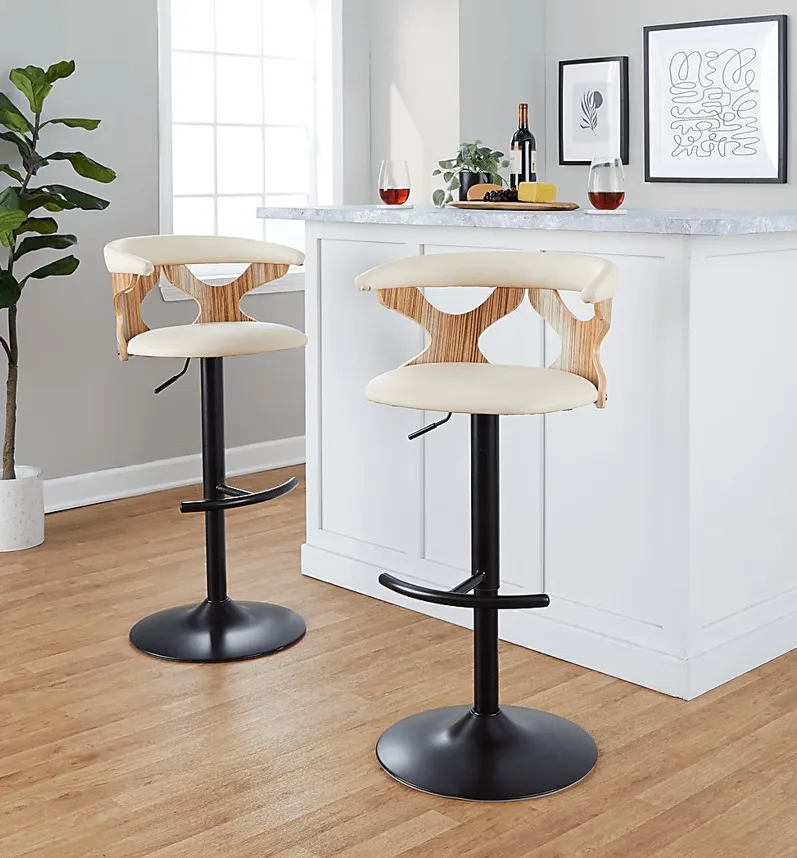 Wyndmoor XII Cream Adjustable Barstool, Set of 2