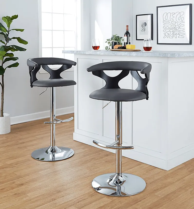 Wyndmoor XIII Black Adjustable Barstool, Set of 2