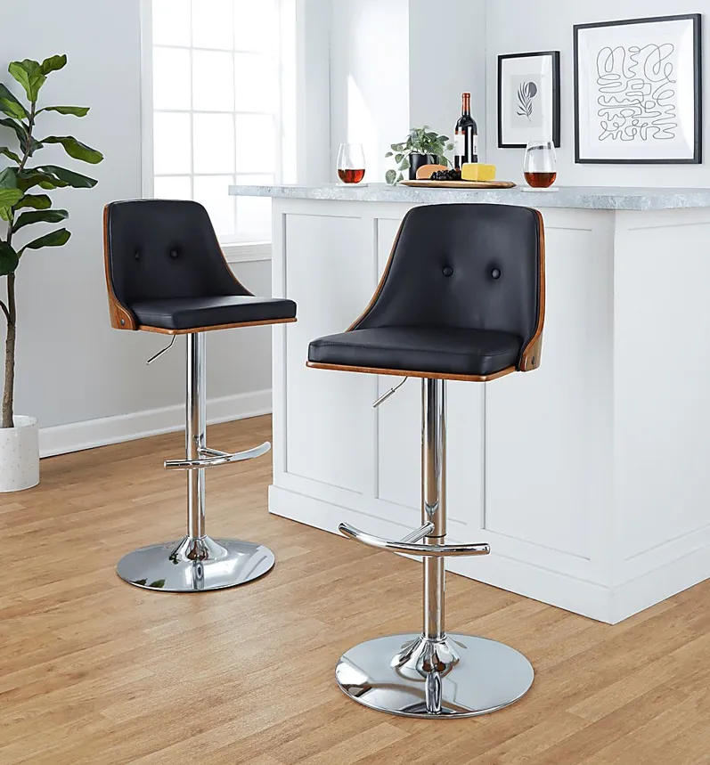 Wyndtop III Black Adjustable Barstool, Set of 2