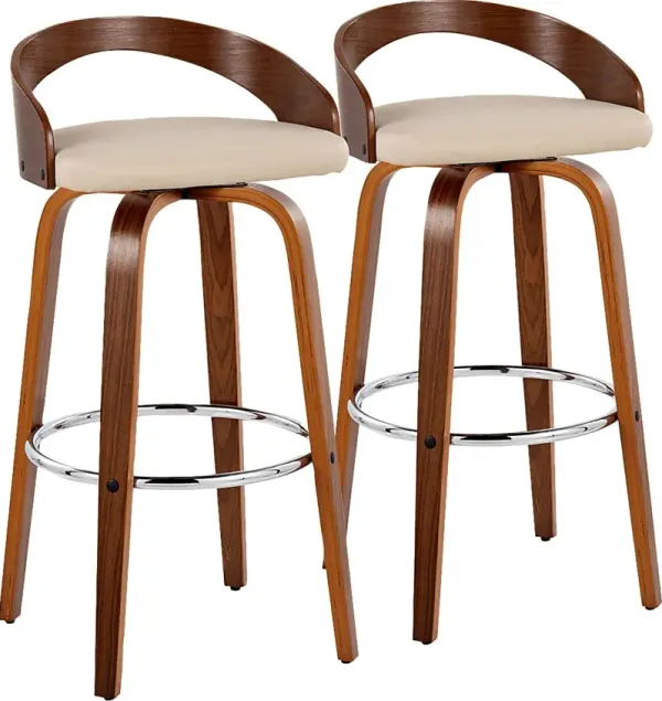 Zykan V Brown Swivel Barstool, Set of 2