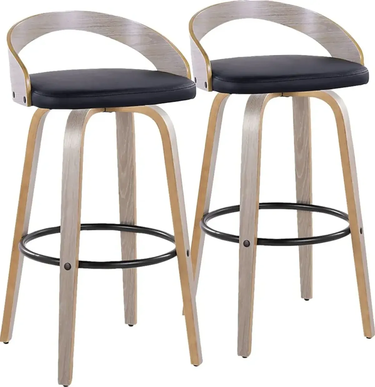 Zykan I Black Swivel Barstool, Set of 2